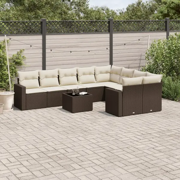Gossi set canapele de gradina cu perne, 10 piese, maro, poliratan