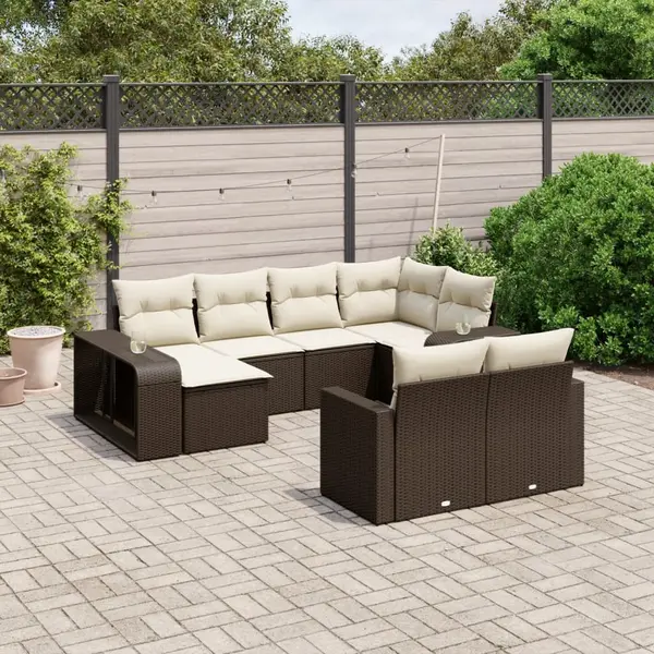 Gossi set canapele de gradina cu perne, 10 piese, maro, poliratan