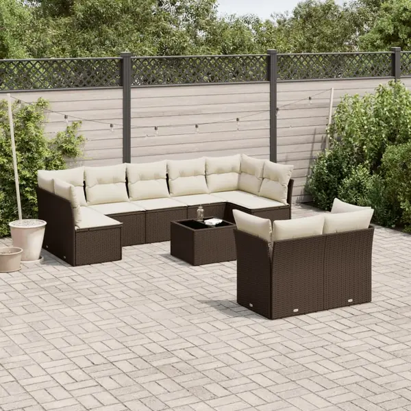 Gossi set canapele de gradina cu perne, 10 piese, maro, poliratan