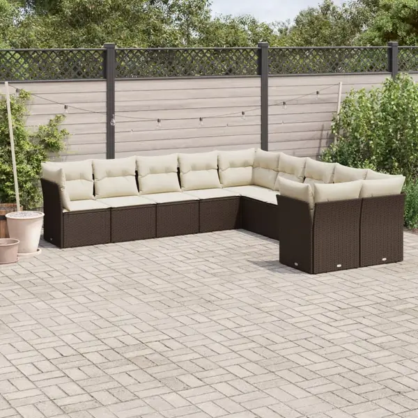 Gossi set canapele de gradina cu perne, 10 piese, maro, poliratan