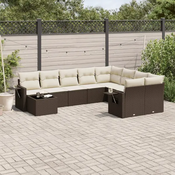 Gossi set canapele de gradina cu perne, 10 piese, maro, poliratan