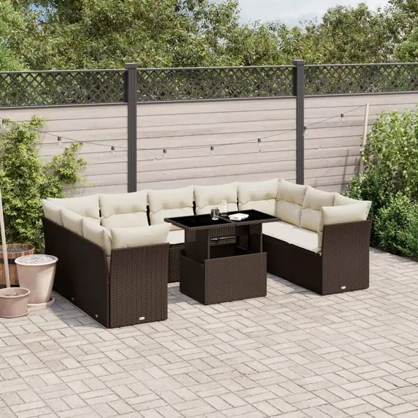 Gossi set canapele de gradina cu perne, 10 piese, maro, poliratan