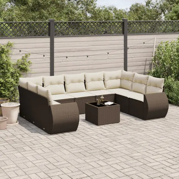 Gossi set canapele de gradina cu perne, 10 piese, maro, poliratan