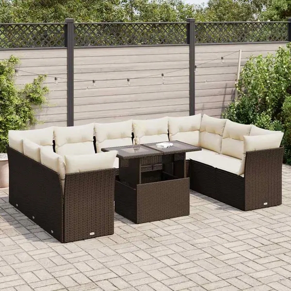 Gossi set canapele de gradina cu perne, 10 piese, maro, poliratan
