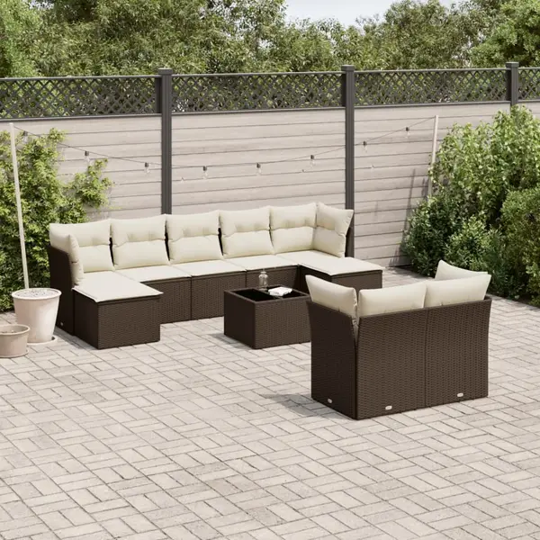 Gossi set canapele de gradina cu perne, 10 piese, maro, poliratan
