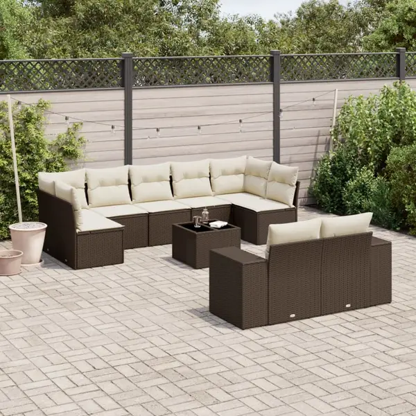Gossi set canapele de gradina cu perne, 10 piese, maro, poliratan
