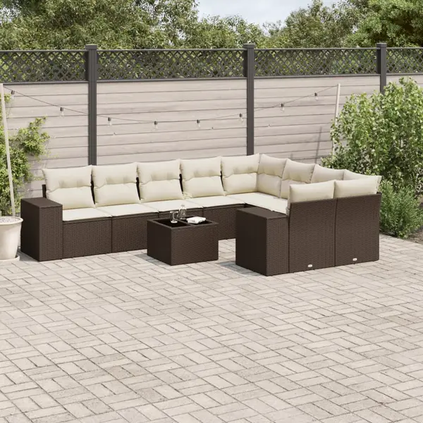 Gossi set canapele de gradina cu perne, 10 piese, maro, poliratan