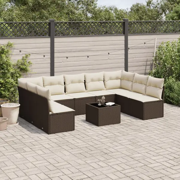 Gossi set canapele de gradina cu perne, 10 piese, maro, poliratan