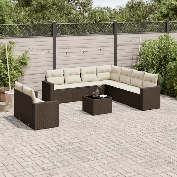 Gossi set canapele de gradina cu perne, 10 piese, maro, poliratan