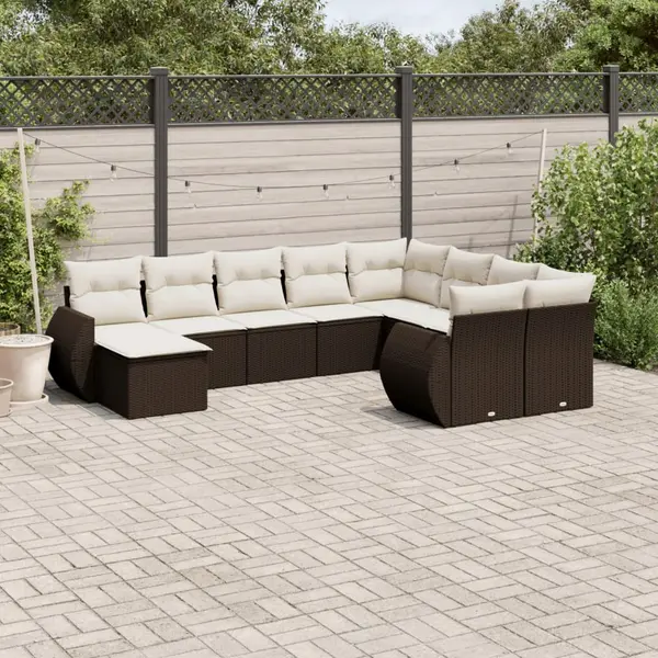 Gossi set canapele de gradina cu perne, 10 piese, maro, poliratan