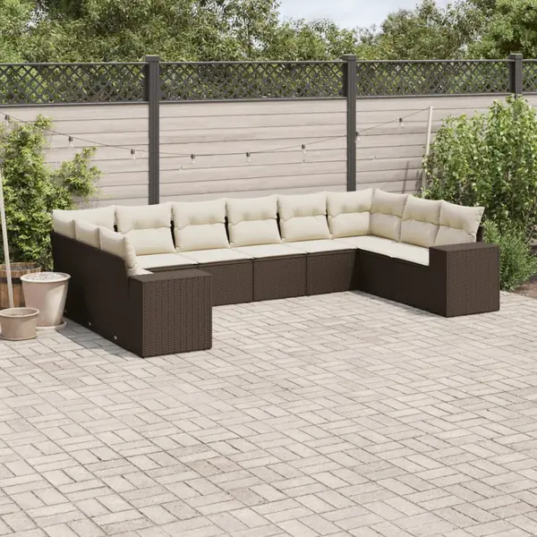 Gossi set canapele de gradina cu perne, 10 piese, maro, poliratan