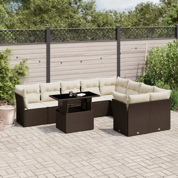 Gossi set canapele de gradina cu perne, 10 piese, maro, poliratan