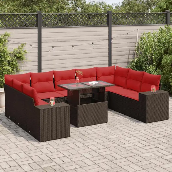 Gossi set canapele de gradina cu perne, 10 piese, maro, poliratan