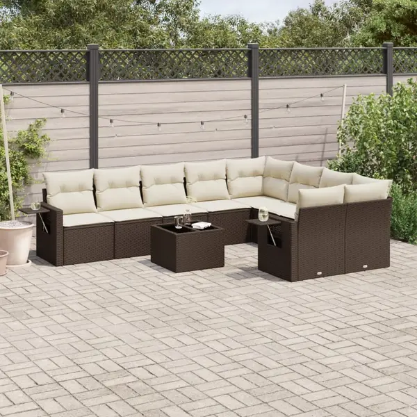 Gossi set canapele de gradina cu perne, 10 piese, maro, poliratan