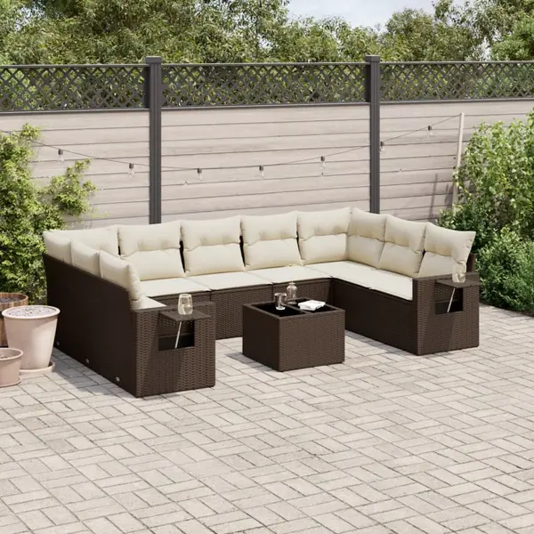 Gossi set canapele de gradina cu perne, 10 piese, maro, poliratan