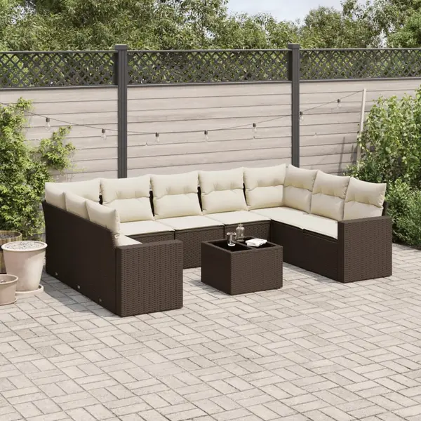 Gossi set canapele de gradina cu perne, 10 piese, maro, poliratan