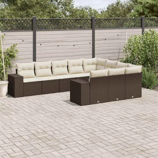 Gossi set canapele de gradina cu perne, 10 piese, maro, poliratan