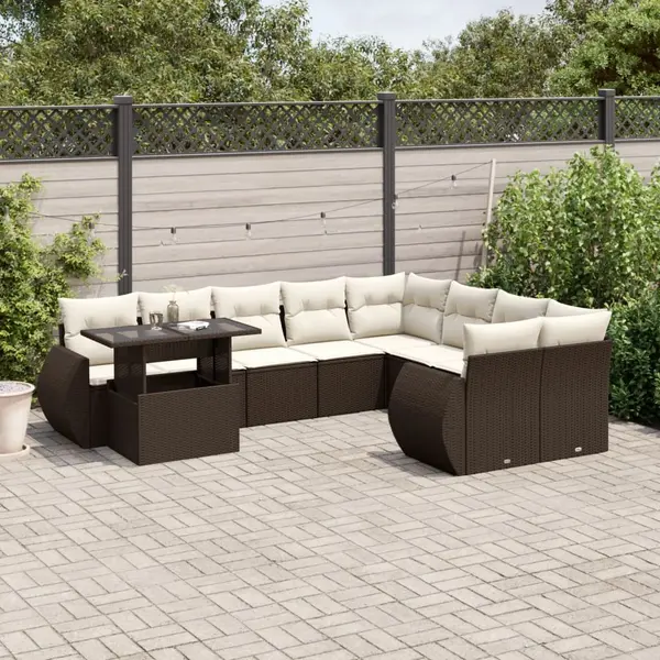 Gossi set canapele de gradina cu perne, 10 piese, maro, poliratan