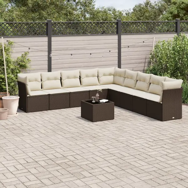 Gossi set canapele de gradina cu perne, 10 piese, maro, poliratan