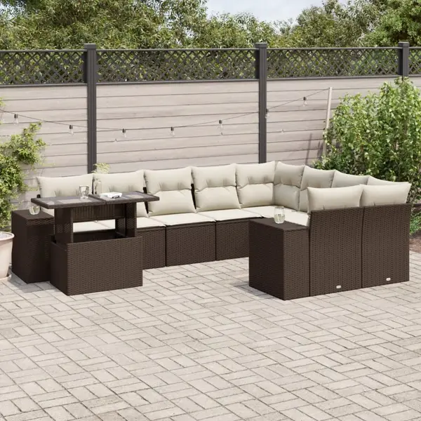 Gossi set canapele de gradina cu perne, 10 piese, maro, poliratan