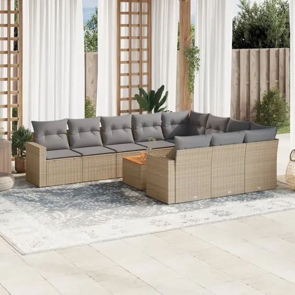 Gossi set canapele de gradina cu perne, 11 piese, bej, poliratan
