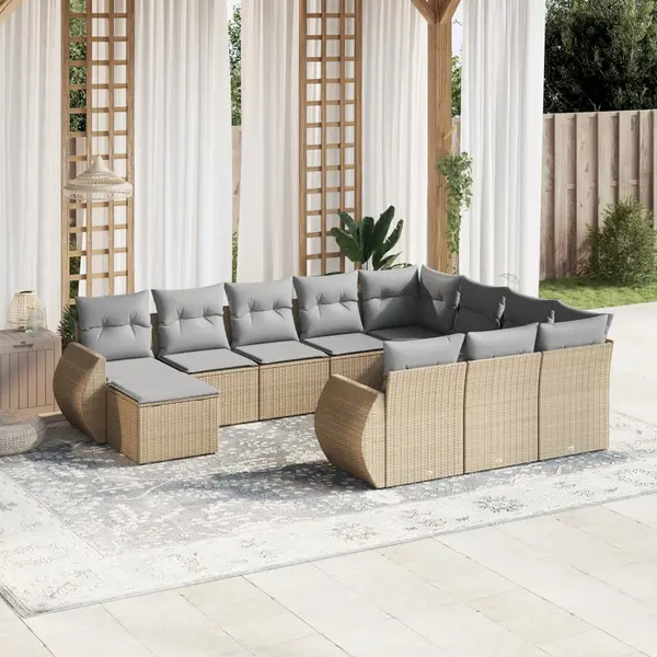 Gossi set canapele de gradina cu perne, 11 piese, bej, poliratan