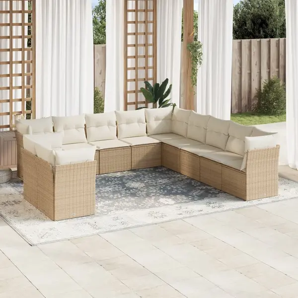 Gossi set canapele de gradina cu perne, 11 piese, bej, poliratan