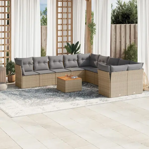 Gossi set canapele de gradina cu perne, 11 piese, bej, poliratan