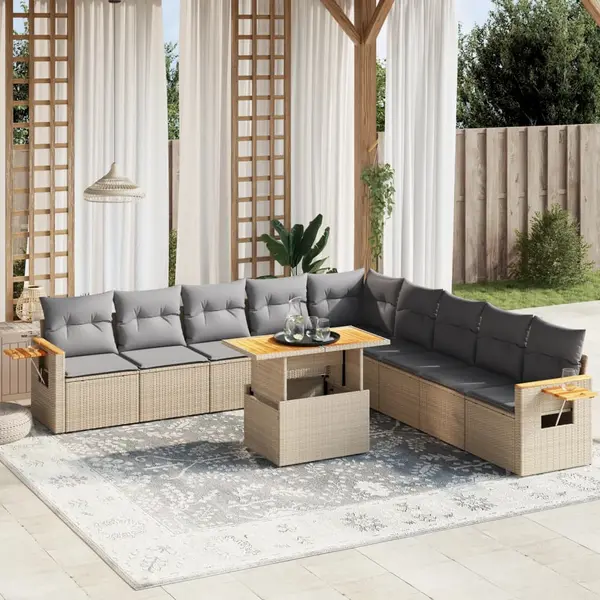 Gossi set canapele de gradina cu perne, 11 piese, bej, poliratan