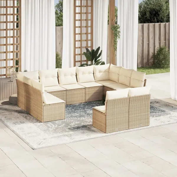 Gossi set canapele de gradina cu perne, 11 piese, bej, poliratan
