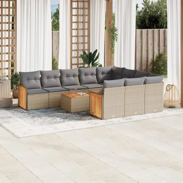 Gossi set canapele de gradina cu perne, 11 piese, bej, poliratan