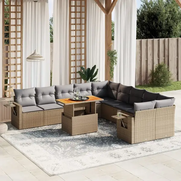 Gossi set canapele de gradina cu perne, 11 piese, bej, poliratan