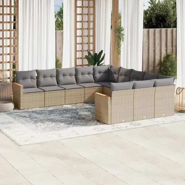 Gossi set canapele de gradina cu perne, 11 piese, bej, poliratan