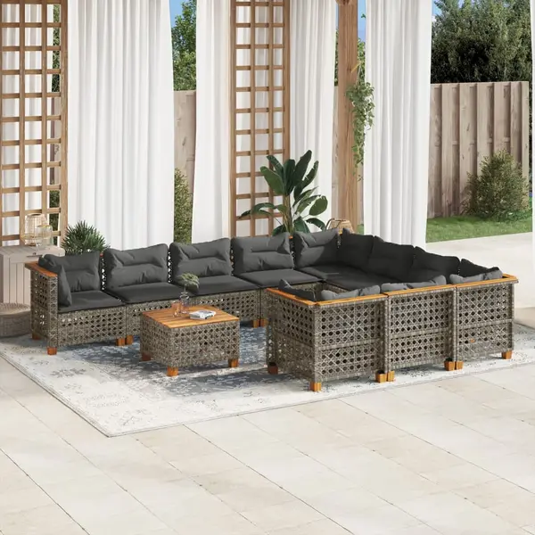 Gossi set canapele de gradina cu perne, 11 piese, gri, poliratan