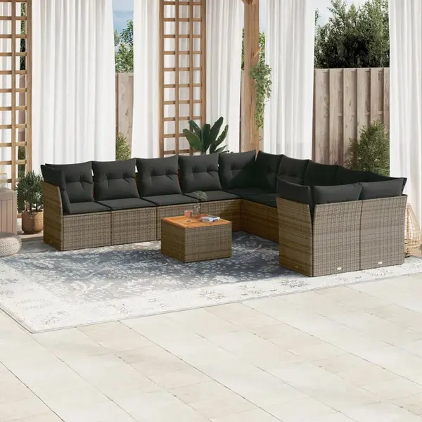 Gossi set canapele de gradina cu perne, 11 piese, gri, poliratan