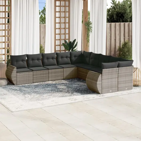 Gossi set canapele de gradina cu perne, 11 piese, gri, poliratan
