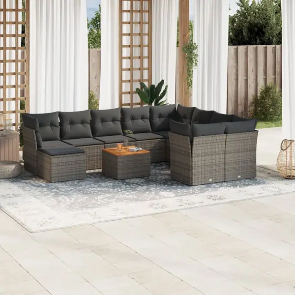 Gossi set canapele de gradina cu perne, 11 piese, gri, poliratan