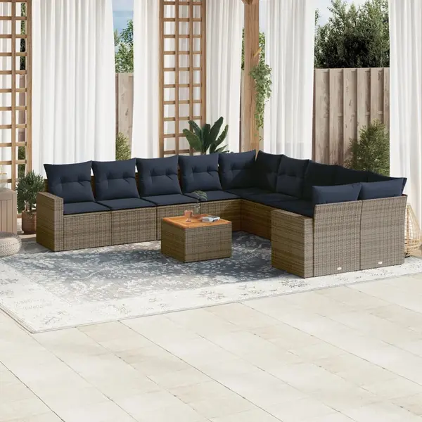 Gossi set canapele de gradina cu perne, 11 piese, gri, poliratan
