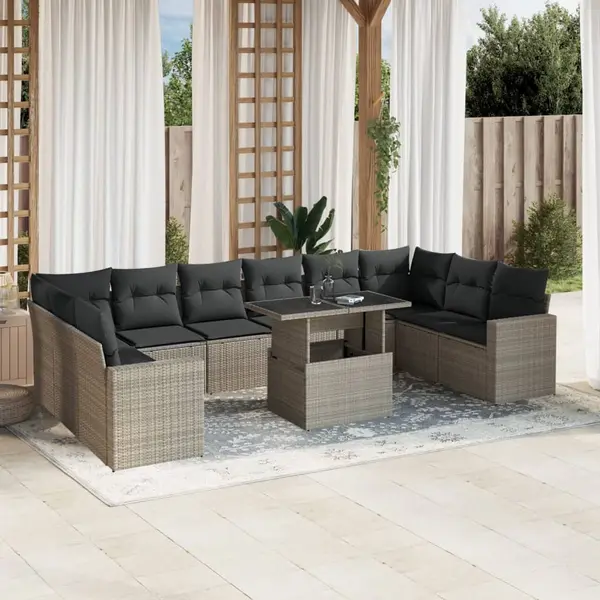 Gossi set canapele de gradina cu perne, 11 piese, gri, poliratan