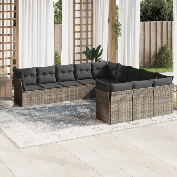 Gossi set canapele de gradina cu perne, 11 piese, gri, poliratan