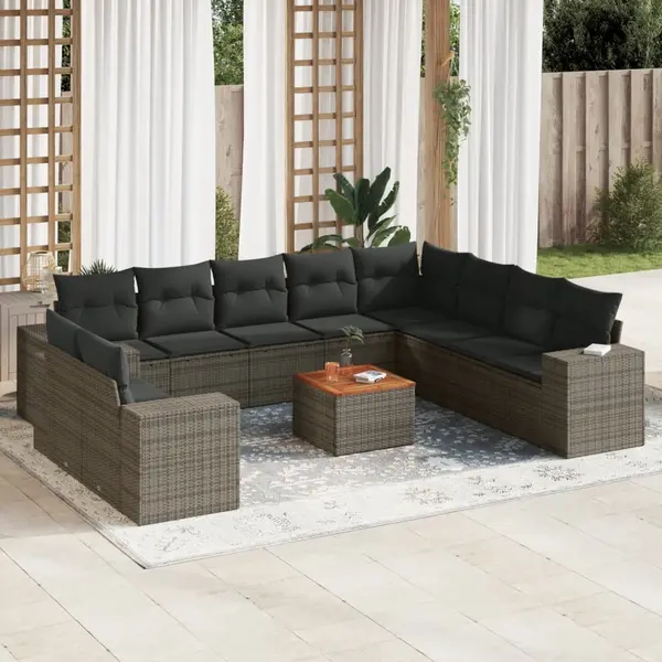 Gossi set canapele de gradina cu perne, 11 piese, gri, poliratan