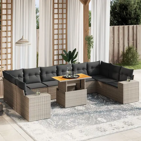 Gossi set canapele de gradina cu perne, 11 piese, gri, poliratan