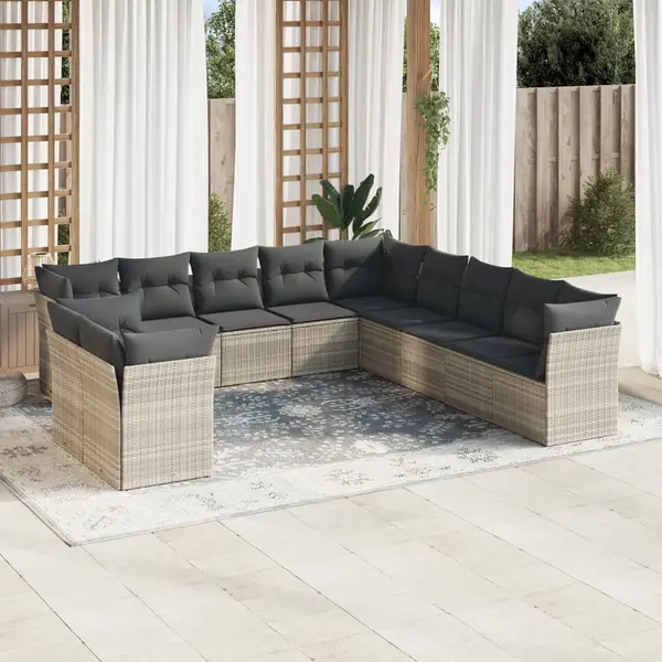 Gossi set canapele de gradina cu perne, 11 piese, gri, poliratan