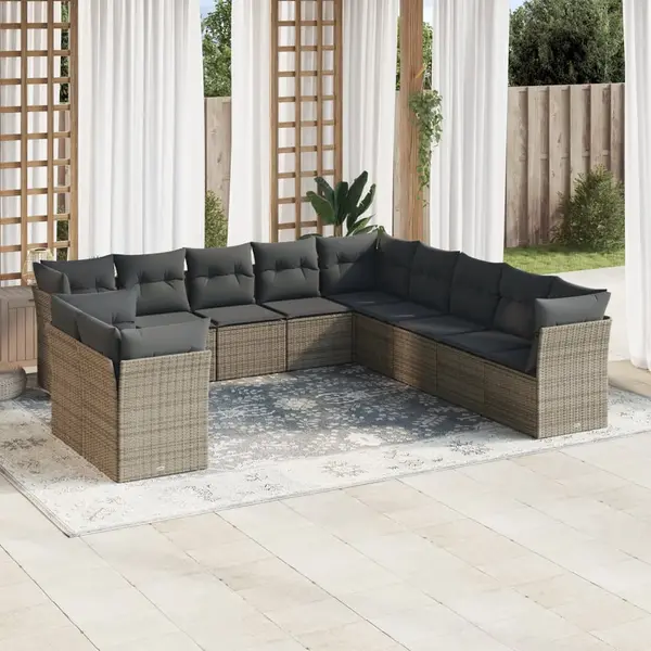 Gossi set canapele de gradina cu perne, 11 piese, gri, poliratan