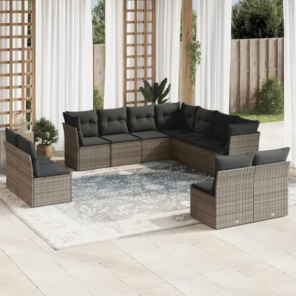 Gossi set canapele de gradina cu perne, 11 piese, gri, poliratan