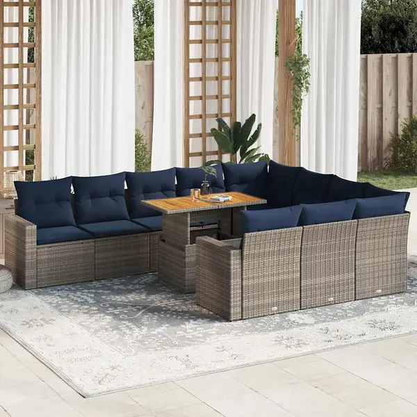 Gossi set canapele de gradina cu perne, 11 piese, gri, poliratan