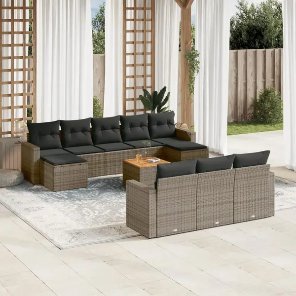 Gossi set canapele de gradina cu perne, 11 piese, gri, poliratan