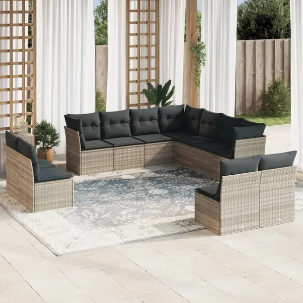 Gossi set canapele de gradina cu perne, 11 piese, gri, poliratan