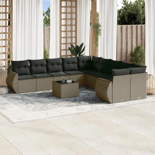 Gossi set canapele de gradina cu perne, 11 piese, gri, poliratan