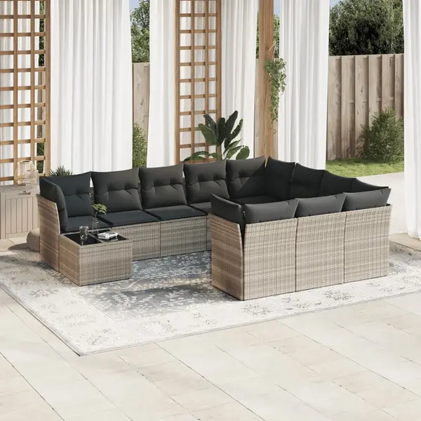 Gossi set canapele de gradina cu perne, 11 piese, gri, poliratan